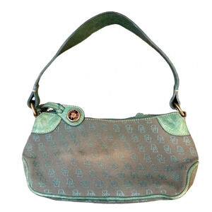 Rare Vintage Dooney & Bourke Monogram Shoulder Bag in Teal